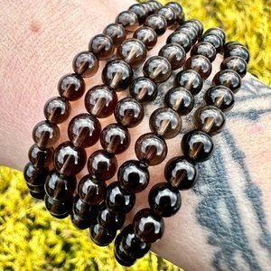 8mm Smoky Quartz Beaded Bracelet